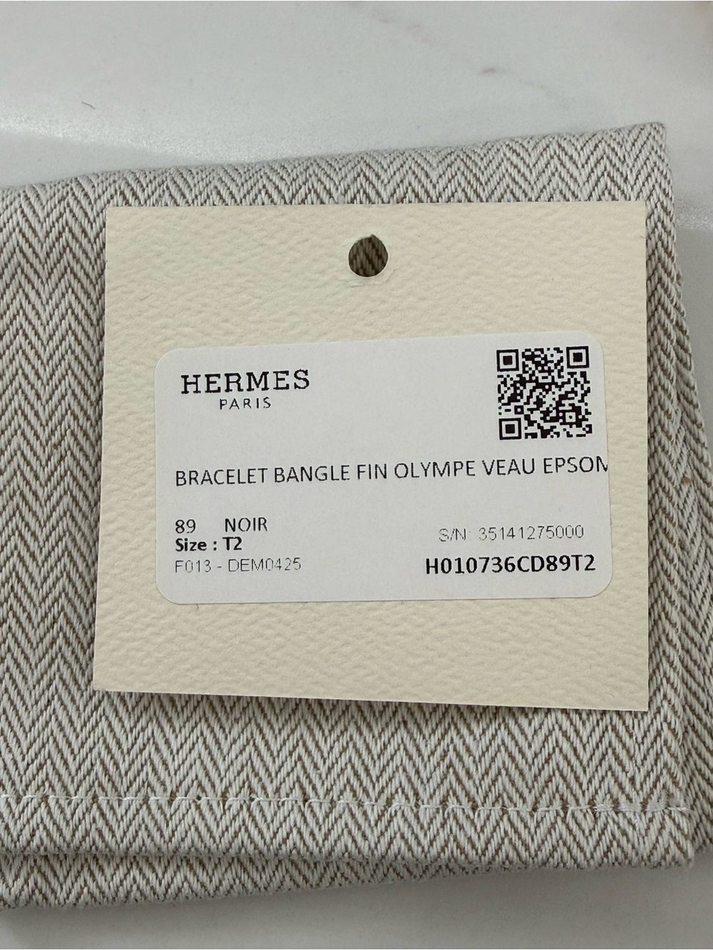 Hermes bangle Olympe Veau rose gold and noir Epsom. Size T2. - Picture 6 of 7